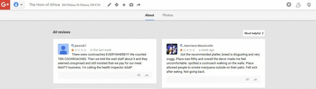 Reviews taken from the Google page for the Horn of Africa.