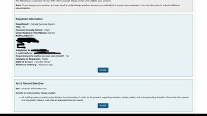 Canadian Revenue Agency request